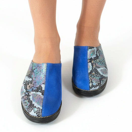 BABUCHA JULIETA REPTIL AZUL