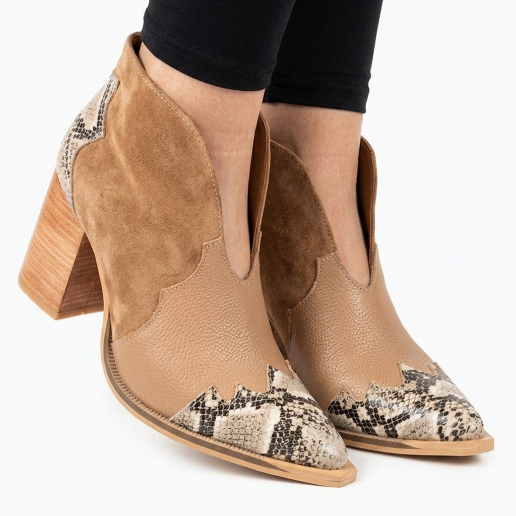 BOTIN ALONDRA CAMEL REPTIL