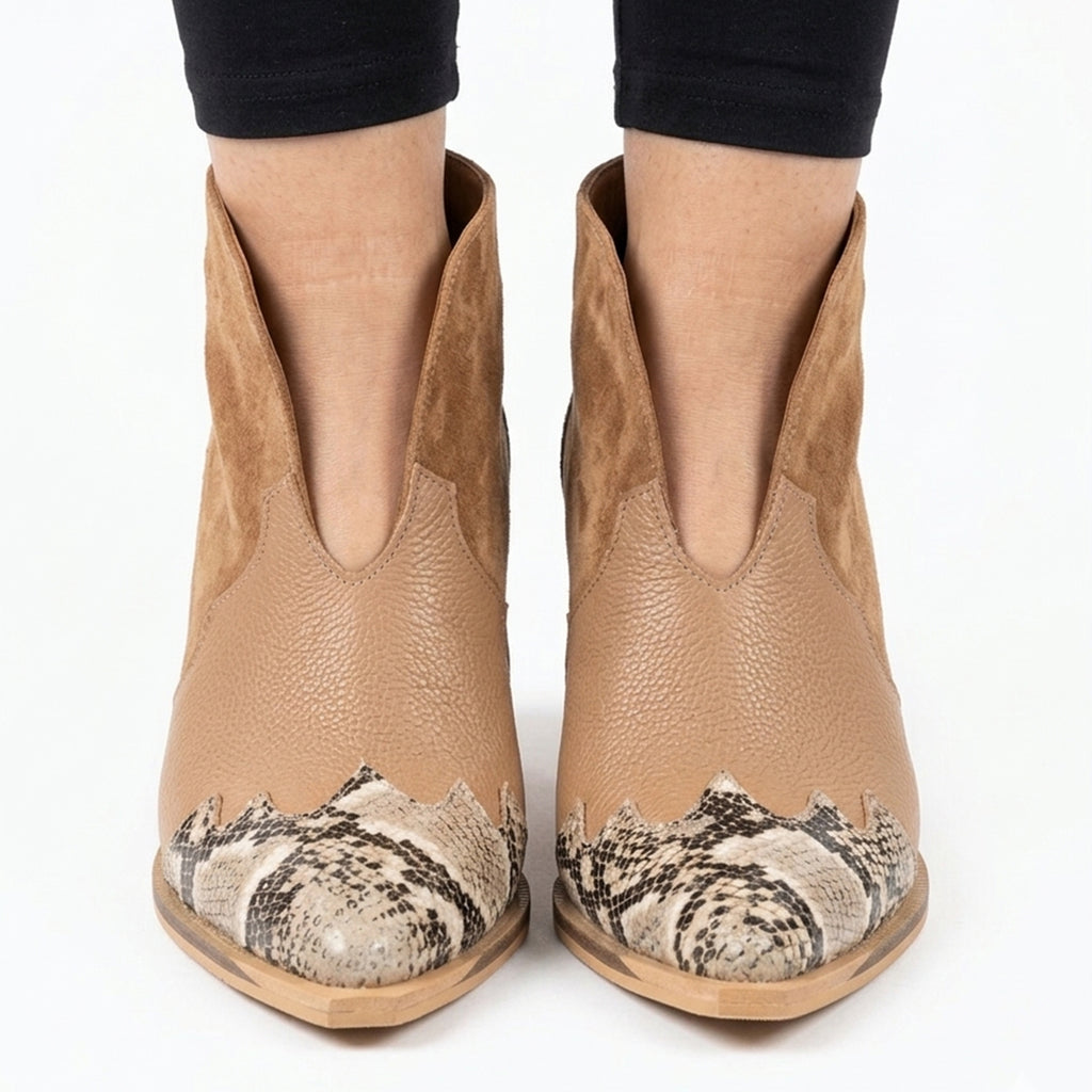 BOTIN ALONDRA CAMEL REPTIL