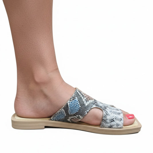 SANDALIA MALIBÚ REPTIL BLANCO