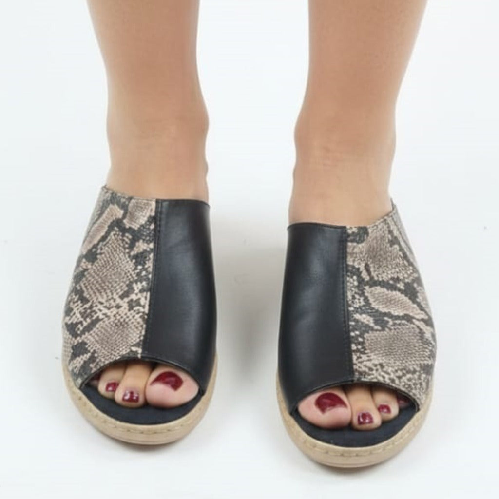 SANDALIA BIANCA NEGRO REPTIL