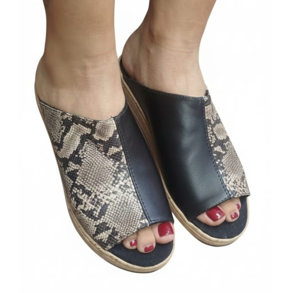 SANDALIA BIANCA NEGRO REPTIL