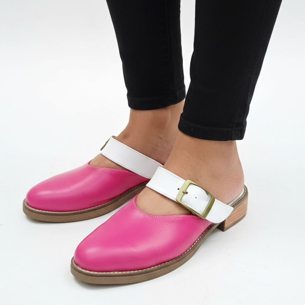 BABUCHA AVA FUCSIA BLANCO