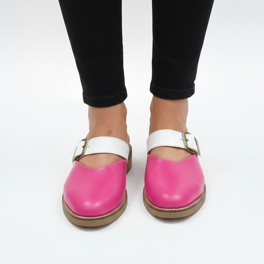 BABUCHA AVA FUCSIA BLANCO