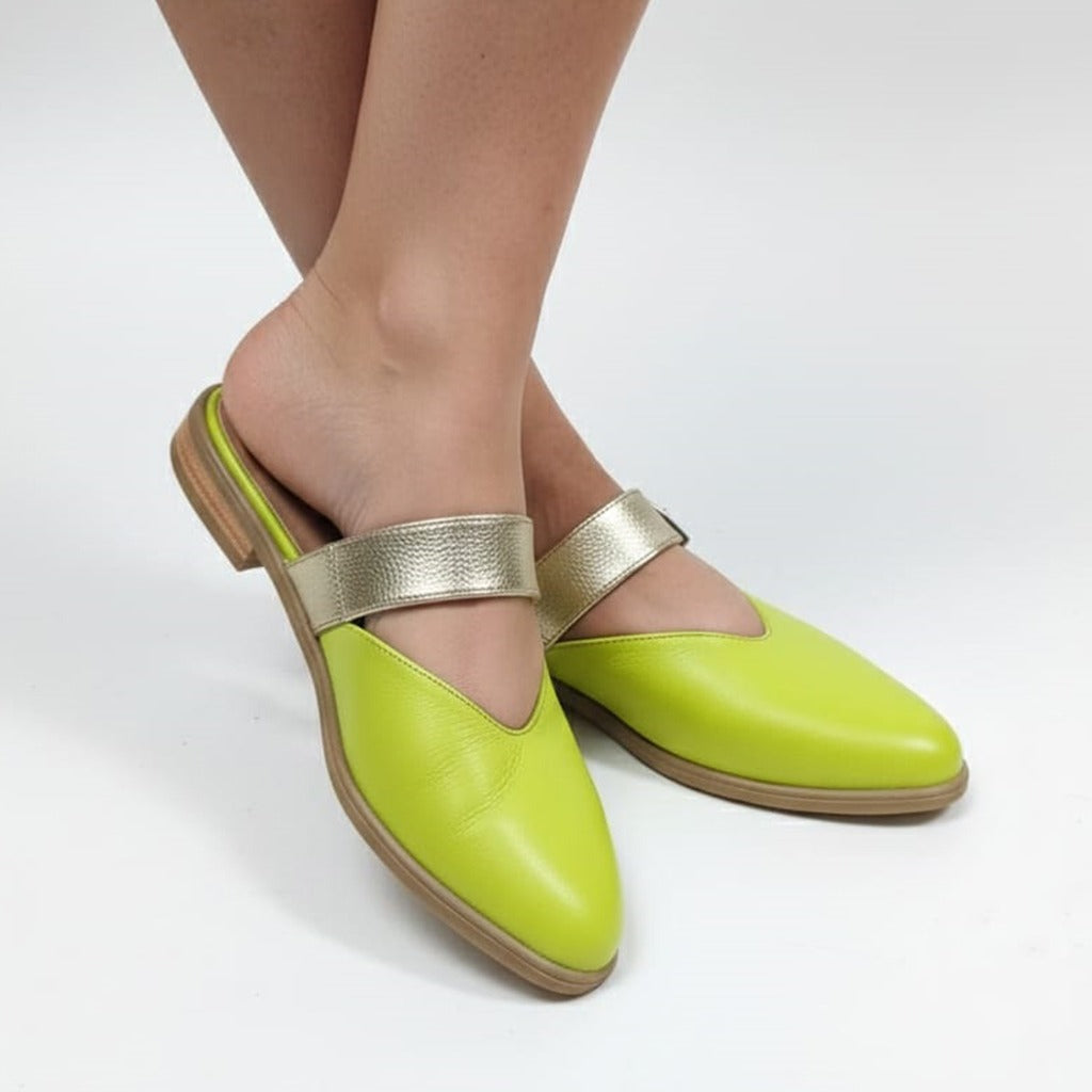 BABUCHA AVA VERDE DORADO