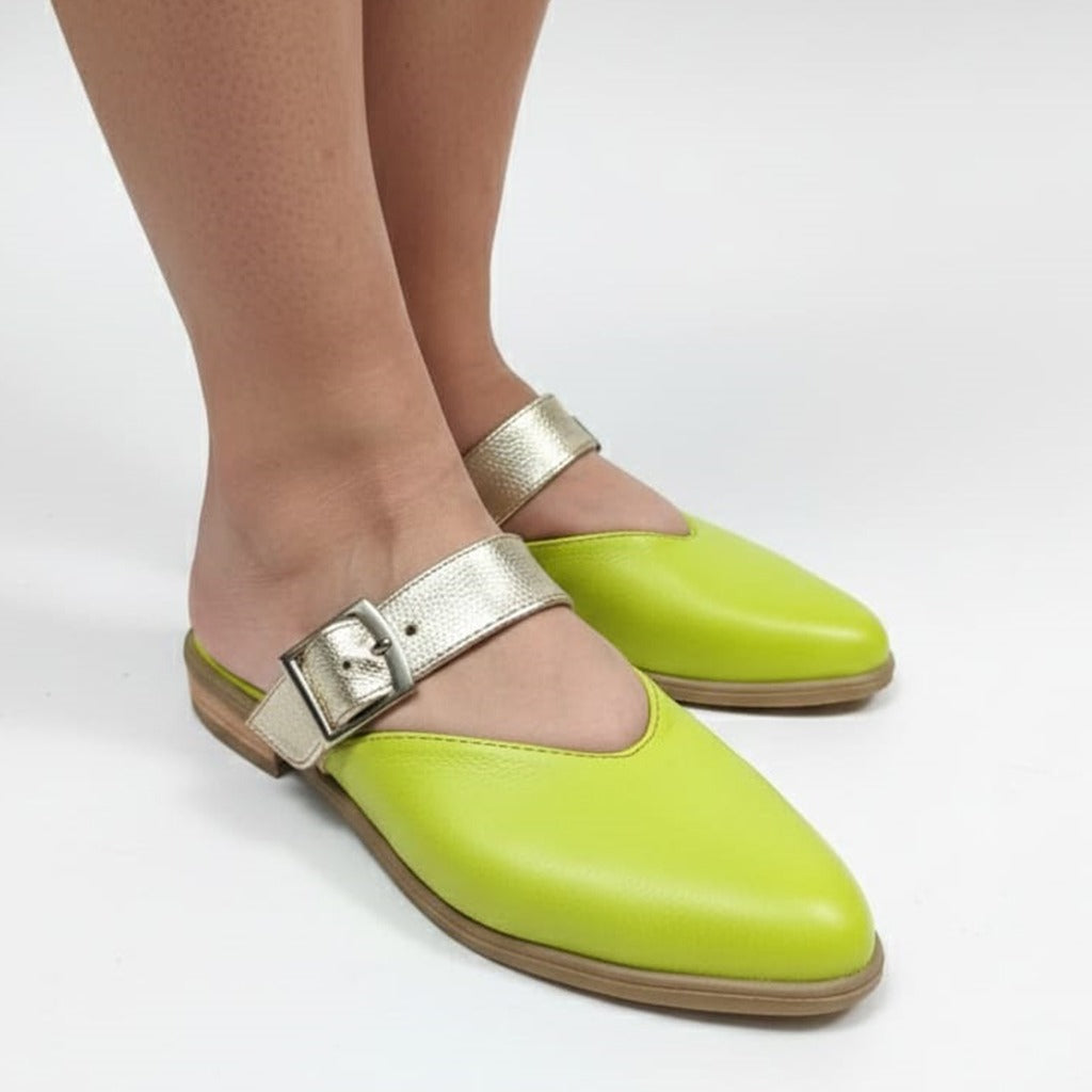 BABUCHA AVA VERDE DORADO