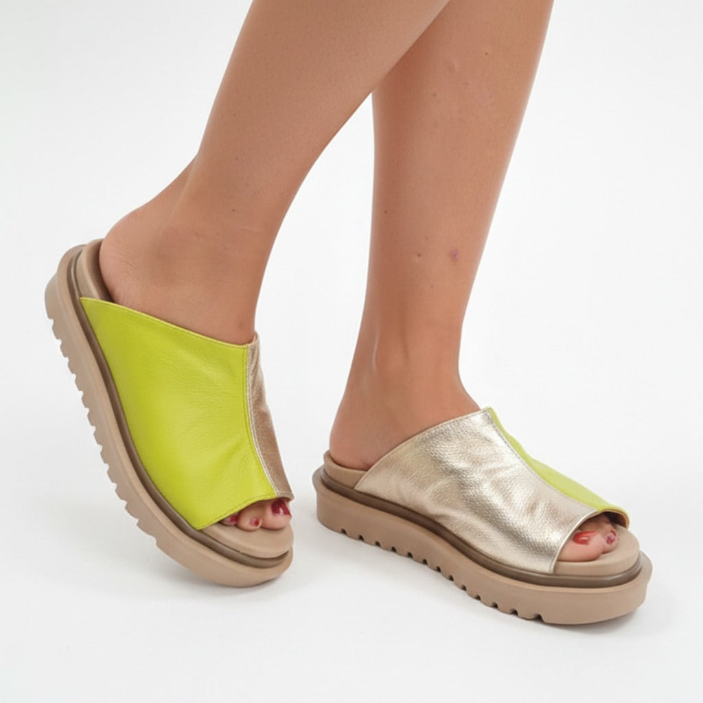 SANDALIA MIAMI VERDE DORADO