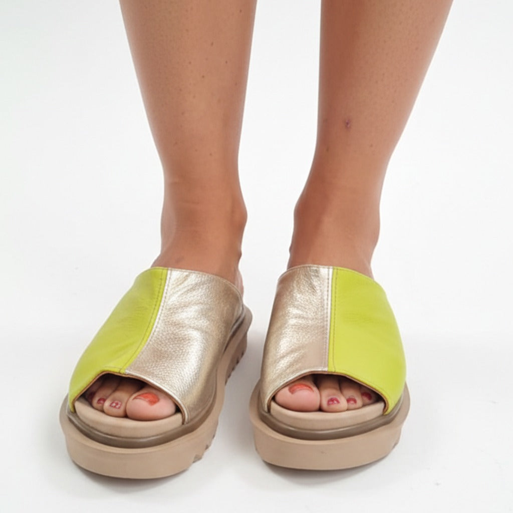 SANDALIA MIAMI VERDE DORADO